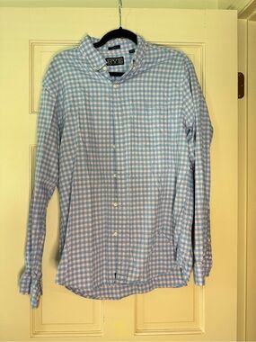 Rye Gingham Button Down Shirt Sz L Slim